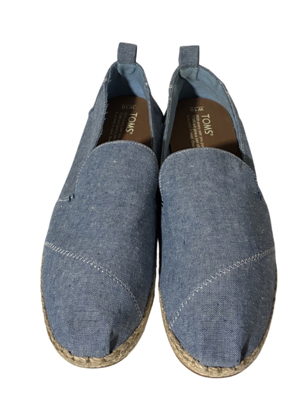 Toms Blue Chambray Denim Espadrille Alpargatas 10 - Picture 3 of 12